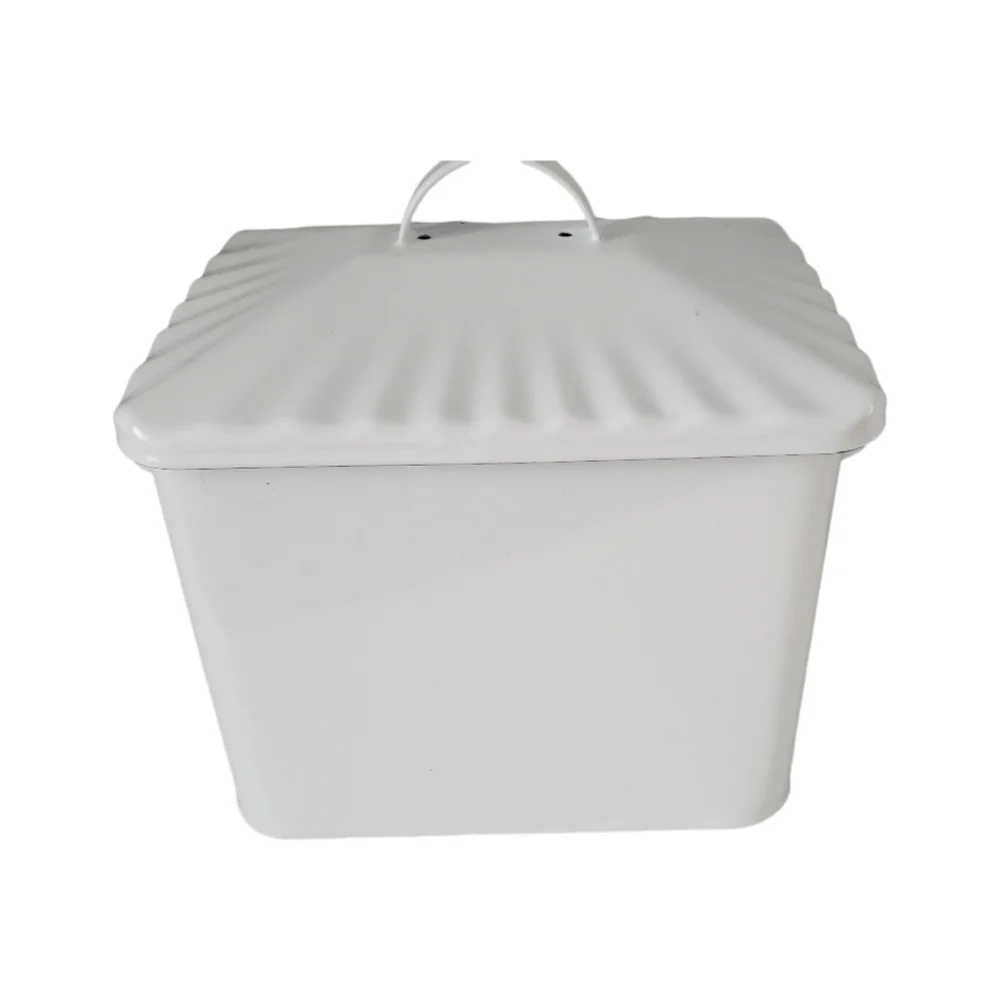 White Metal Large Bread Box Country Chic Farmhouse Style Rustic
